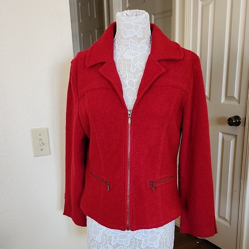 Tria 100% Wool Classic Chic Corpcore Jacket Size Large